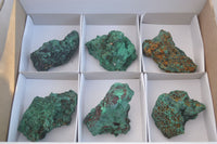 Natural Chatoyant Silky Malachite Specimens  x 6 From Congo