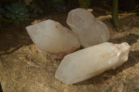 Polished Large Quartz Crystals x 3 From Madagascar