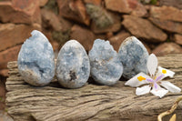 Polished Blue Celestite Crystal Egg Geodes  x 4 From Sakoany, Madagascar - TopRock