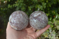 Polished Rubellite Pink Tourmaline Matrix Spheres x 3 From Madagascar