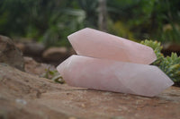 Polished Double Terminated Pink Rose Quartz Points  x 4 From Ambatondrazaka, Madagascar - TopRock