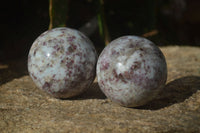 Polished Rubellite Pink Tourmaline Matrix Spheres x 3 From Madagascar