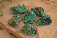 Natural Chatoyant Silky Malachite Specimens  x 6 From Congo