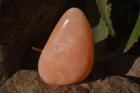 Polished Orange Twist Calcite Standing Free Forms x 3 From Maevantanana, Madagascar