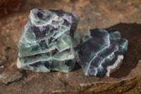 Polished One Side Polished Watermelon Fluorite Pieces  x 12 From Uis, Namibia