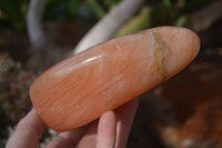 Polished Orange Twist Calcite Standing Free Forms x 3 From Maevantanana, Madagascar