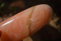 Polished Orange Twist Calcite Standing Free Forms x 3 From Maevantanana, Madagascar