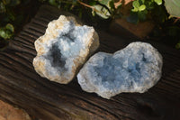 Natural Blue Celestite Specimens  x 2 From Sakoany, Madagascar