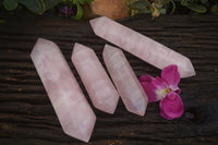 Polished Double Terminated Pink Rose Quartz Points  x 4 From Ambatondrazaka, Madagascar - TopRock