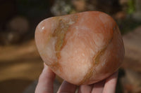 Polished Orange Twist Calcite Standing Free Forms x 3 From Maevantanana, Madagascar