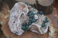 Natural Rare Ball Malachite On Drusy Quartz & Dolomite Matrix  x 1 From Congo - Toprock Gemstones and Minerals 