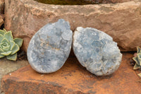 Polished Blue Celestite Crystal Egg Geodes  x 4 From Sakoany, Madagascar - TopRock