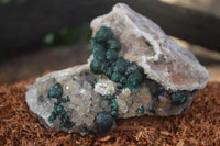 Natural Rare Ball Malachite On Drusy Quartz & Dolomite Matrix  x 1 From Congo - Toprock Gemstones and Minerals 