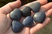 Polished Mini Highly Selected Blue Lazulite Hearts x 35 From Madagascar - TopRock