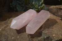 Polished Double Terminated Pink Rose Quartz Points  x 4 From Ambatondrazaka, Madagascar - TopRock