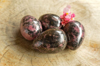 Polished Pink & Black Rhodonite Eggs  x 4 From Ambindavato, Madagascar - TopRock