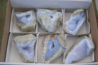 Natural Blue Lace Agate Geode Specimens  x 6 From Nsanje, Malawi - Toprock Gemstones and Minerals 