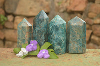 Polished Blue Apatite Points  x 4 From Madagascar - TopRock