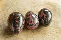 Polished Pink & Black Rhodonite Eggs  x 4 From Ambindavato, Madagascar - TopRock