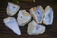 Natural Blue Lace Agate Geode Specimens  x 6 From Nsanje, Malawi - Toprock Gemstones and Minerals 