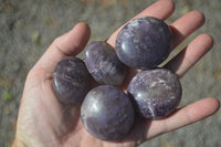 Polished Small Purple Lepidolite Palm Stones  x 20 From Ambatondrazaka, Madagascar - Toprock Gemstones and Minerals 