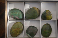 Polished Green Verdite Galet / Palm Stones x 6 From Zimbabwe