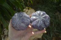 Polished Purple Lepidolite Pumpkin Carvings  x 3 From Zimbabwe - Toprock Gemstones and Minerals 