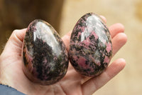 Polished Pink & Black Rhodonite Eggs  x 4 From Ambindavato, Madagascar - TopRock