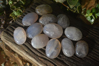 Polished Blue Rose Quartz Galet-Palm Stones x 12 From Ambatondrazaka, Madagascar