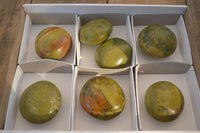 Polished  Green Opal Galet / Palm Stones x 7 From Antsirabe, Madagascar