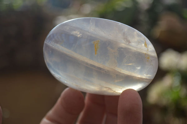 Polished Blue Rose Quartz Galet-Palm Stones x 12 From Ambatondrazaka, Madagascar