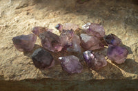 Natural Smokey Window Amethyst Crystals  x 12 From Chiredzi, Zimbabwe