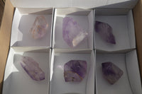 Polished Window Amethyst Points x 6 From Ankazobe, Madagascar