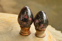 Polished Pink & Black Rhodonite Eggs  x 4 From Ambindavato, Madagascar - TopRock