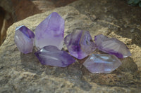 Polished Window Amethyst Points x 6 From Ankazobe, Madagascar