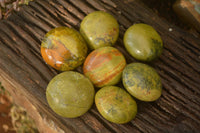 Polished  Green Opal Galet / Palm Stones x 7 From Antsirabe, Madagascar