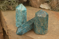 Polished Blue Apatite Points  x 4 From Madagascar - TopRock