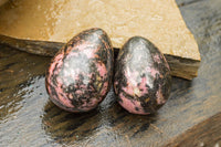 Polished Pink & Black Rhodonite Eggs  x 4 From Ambindavato, Madagascar - TopRock