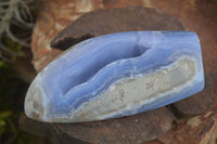 Polished Blue Lace Agate Standing Free Forms  x 2 From Nsanje, Malawi - Toprock Gemstones and Minerals 