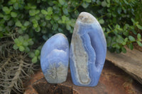 Polished Blue Lace Agate Standing Free Forms  x 2 From Nsanje, Malawi - Toprock Gemstones and Minerals 