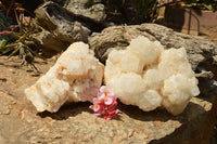 Natural Cascading White Phantom Castle Quartz Clusters x 2 From Madagascar - TopRock