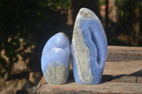 Polished Blue Lace Agate Standing Free Forms  x 2 From Nsanje, Malawi - Toprock Gemstones and Minerals 