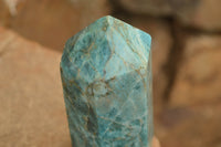 Polished Blue Apatite Points  x 4 From Madagascar - TopRock