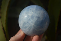 Polished Blue Calcite Spheres x 2 From Ihadilalana, Madagascar