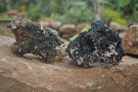 Natural Schorl Black Tourmaline & Smokey Quartz Specimens x 2 From Erongo Mountains, Namibia - TopRock