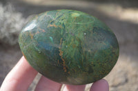 Polished Green Verdite Galet / Palm Stones x 6 From Zimbabwe