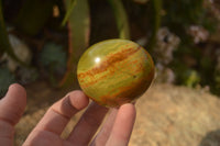 Polished  Green Opal Galet / Palm Stones x 7 From Antsirabe, Madagascar