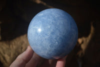 Polished Blue Calcite Spheres x 2 From Ihadilalana, Madagascar