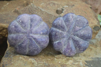 Polished Purple Lepidolite Pumpkin Carvings  x 3 From Zimbabwe - Toprock Gemstones and Minerals 