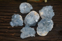 Natural Blue Celestite Crystal Specimens  x 6 From Madagascar - Toprock Gemstones and Minerals 